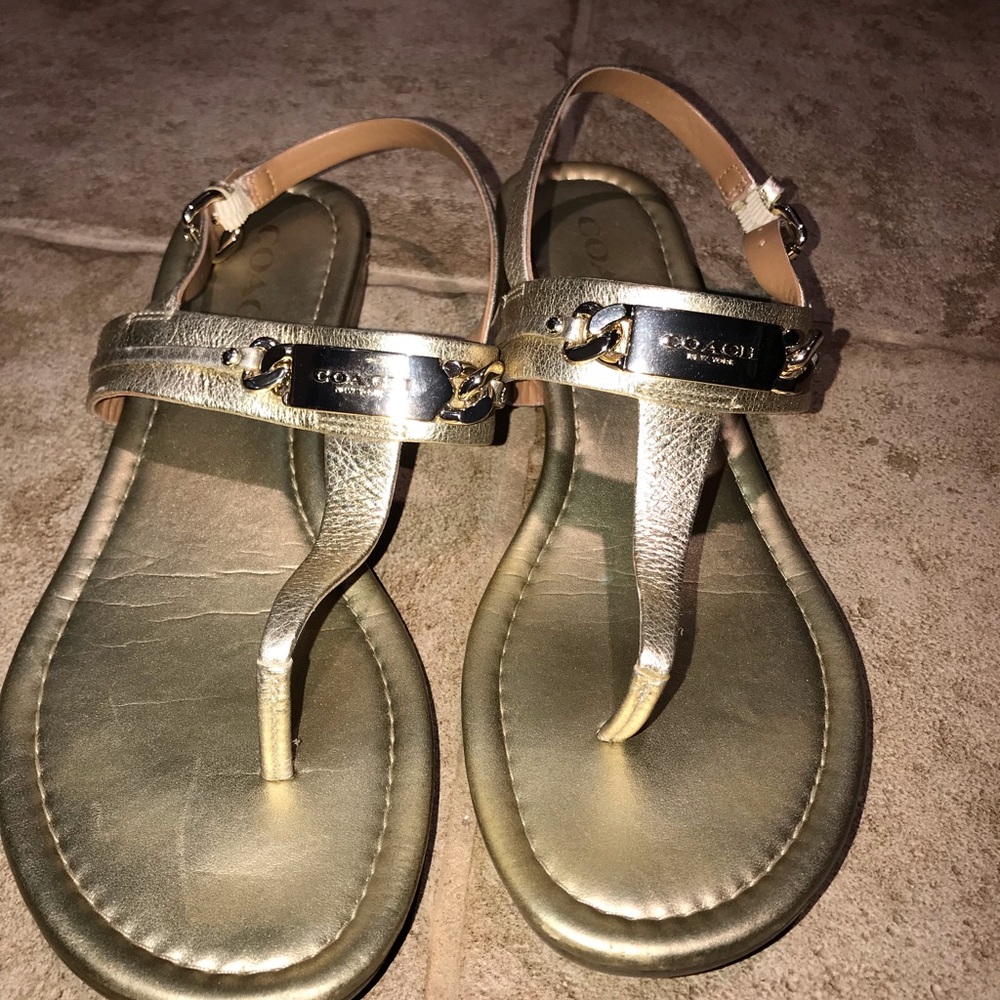 Women’s gold coach sandals